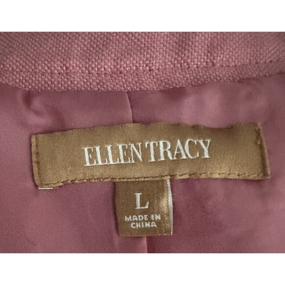 Company Ellen Tracy Womens L Full Zip Pink Linen Jacket Collared Lined Coat - Picture 4 of 7